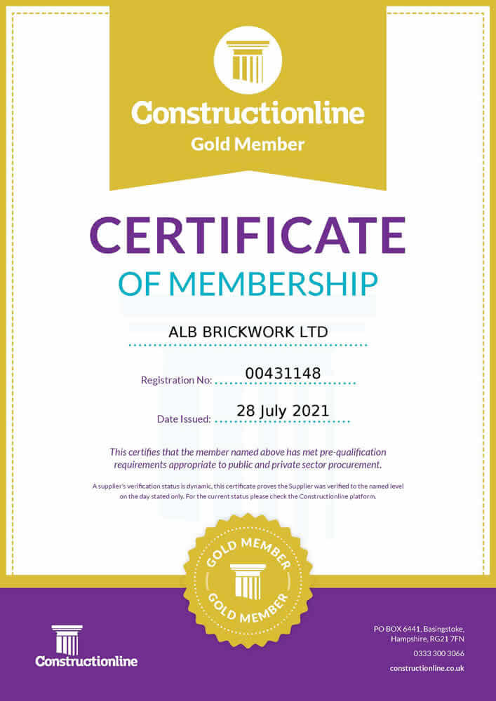 About Us Accreditations Constructionline Gold Certificate 2021