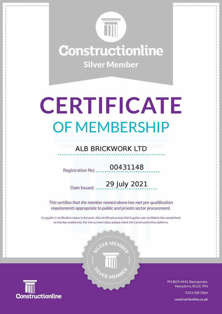 About Us Accreditations Constructionline Silver Certificate 2021